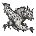 fox bat hanging upside tattoo design idea