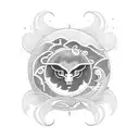 long snake with sun and moon and flowers  tattoo design idea