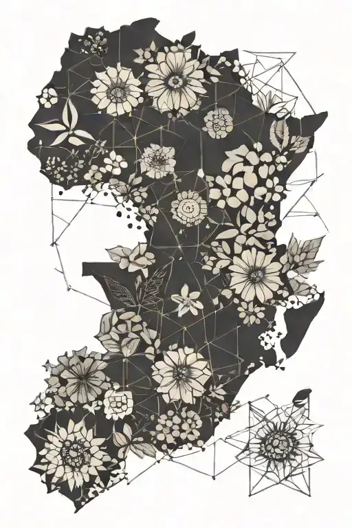 African continent with flowers  tattoo design idea