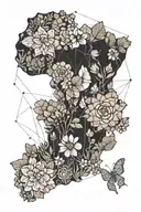 African continent with flowers  tattoo design idea