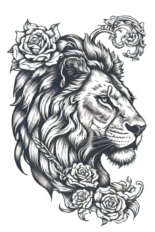 I want a lion tattoo, which is divided by a hole along its entire length and in that hole I want two small lions, I also tattoo design idea