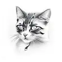 cat doing a yoga pose in a nature setting with a dark twist tattoo design idea