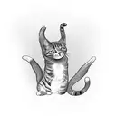 cat doing a yoga pose in a nature setting with a dark twist tattoo design idea