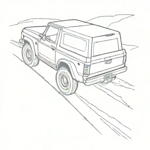 ford bronco going down the interstate tattoo design idea