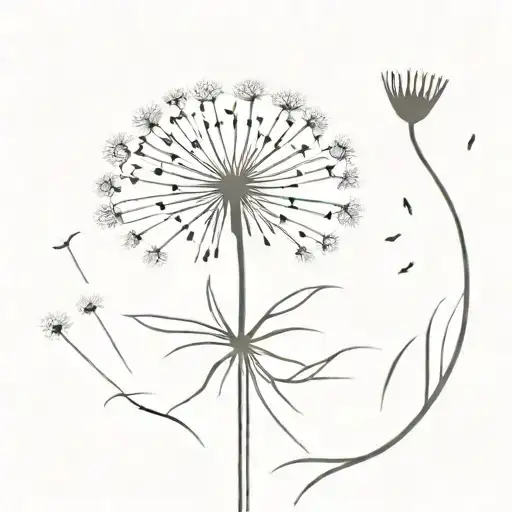 dandelion, some seeds drifting away, dainty tattoo design idea
