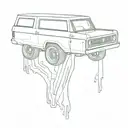 ford bronco going down the interstate tattoo design idea