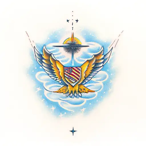 Phoenix with "Per Ardua Ad Astra" written around the outside tattoo design idea