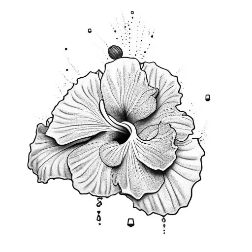 Rugged monochromatic Hibiscus tattoo on the forearm for men.  tattoo design idea