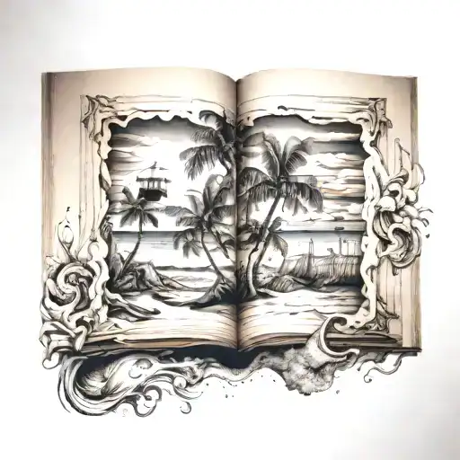 'The Beach' book by Alex Garland tattoo design idea