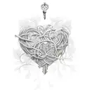 intertwined vines, broken chain being mended, a dark and intricate key unlocking a hidden heart, or two birds in flight tattoo design idea