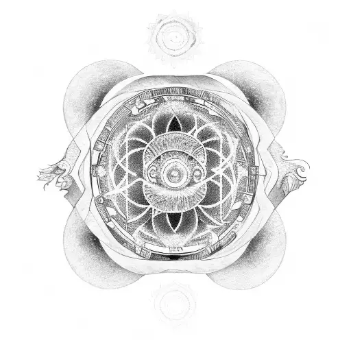 clock, gemini zodiac, flower of life on sleeve tattoo design idea
