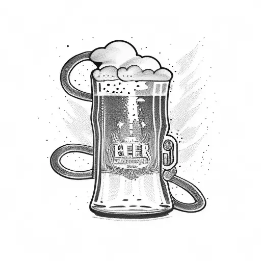 beer in shower tattoo design idea