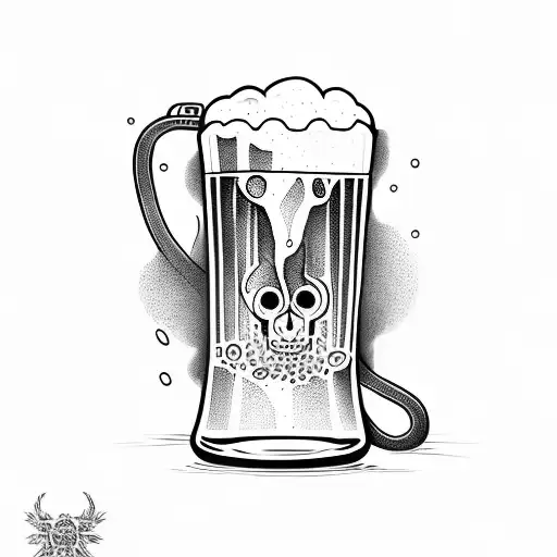 beer in shower tattoo design idea