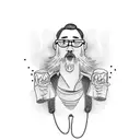 beer in shower tattoo design idea