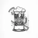 beer in shower tattoo design idea