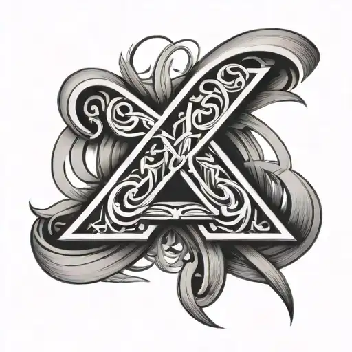  intertwining the letters "D" and "X" in a sleek, calligraphic style, with the "D" looping around the "X" or vice versa  tattoo design idea