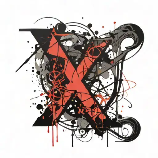  intertwining the letters "D" and "X" in a sleek, calligraphic style, with the "D" looping around the "X" or vice versa  tattoo design idea