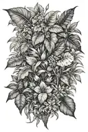  jungle plants only. the image should be in the negative format. masculine theme tattoo design idea