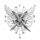 Pocket compass with dove and a rosary tattoo design idea