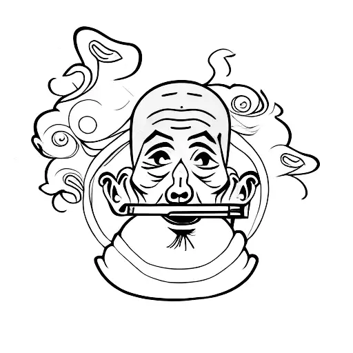 monk smoking tattoo design idea