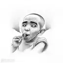 monk smoking tattoo design idea