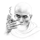 monk smoking tattoo design idea