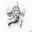 monk smoking tattoo design idea