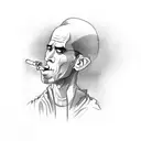 monk smoking tattoo design idea