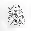 monk smocking tattoo design idea