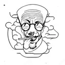 monk smoking tattoo design idea