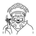 monk smoking tattoo design idea