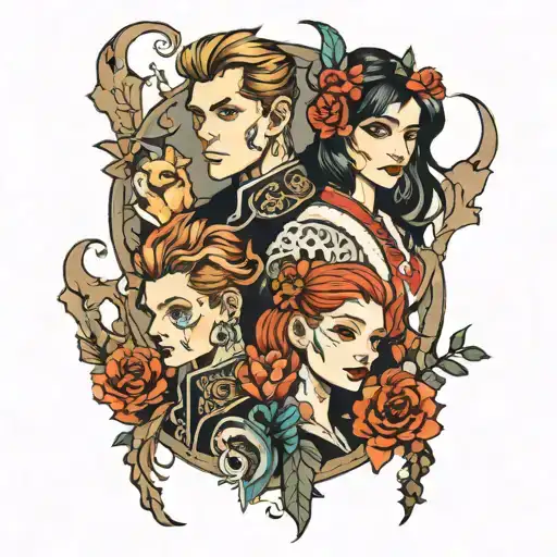 XANDER, SOPHIE, CHARLIE, SARAH tattoo design idea