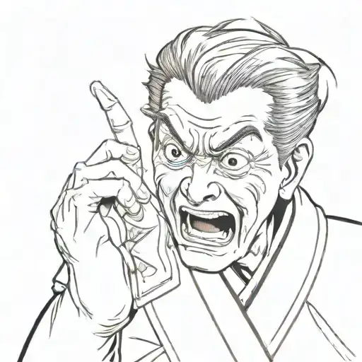 Toji fushiguro with finger pointing in mouth open tattoo design idea