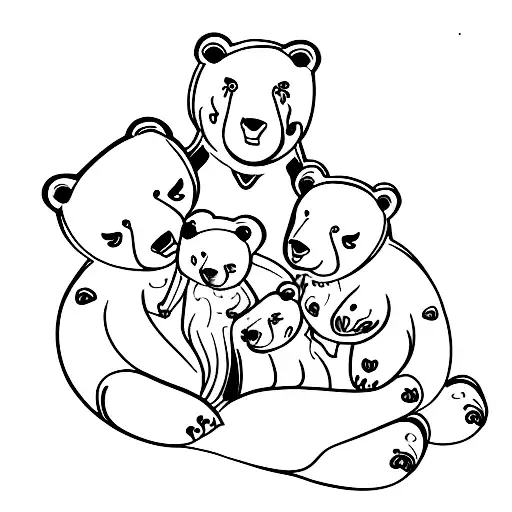 A tattoo of a bear family hugging each other tattoo design idea
