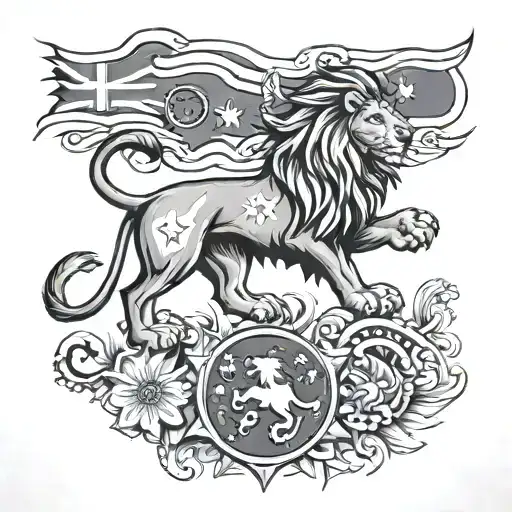 Lion Australian flag pinoy sun tattoo design idea