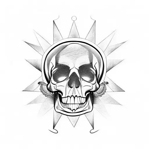 smiley face half skull face tattoo design idea