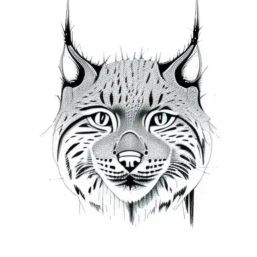 lynx mother sketch style no color tranquil  tattoo design idea