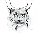 lynx mother sketch style no color tranquil  tattoo design idea
