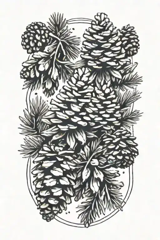 small pinecones and pine trees tattoo design idea