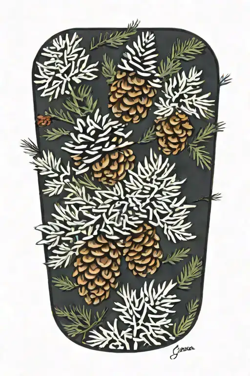 small pinecones and pine trees tattoo design idea