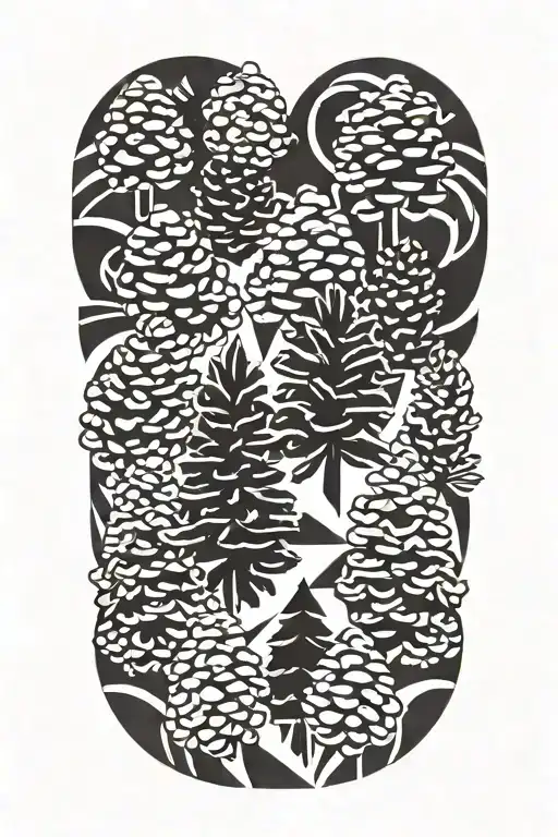 small pinecones and pine trees tattoo design idea
