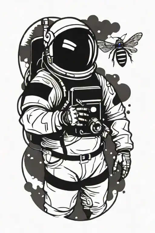 honey bee in an astronaut suit  tattoo design idea