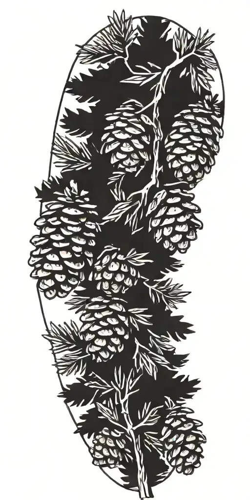 small pinecones and pine trees tattoo design idea
