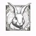 white rabbit in a black square tattoo design idea