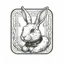 white rabbit in a black square tattoo design idea