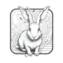 white rabbit in a black square tattoo design idea