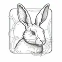 white rabbit outline in a black square tattoo design idea