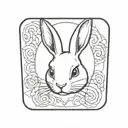 white rabbit outline in a black square tattoo design idea