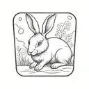 white rabbit outline in a black square tattoo design idea
