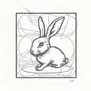white rabbit outline in a black square tattoo design idea